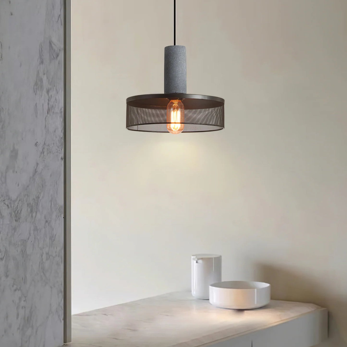 Pendant Light Concrete Cylinder in Urban Style | Lymaros