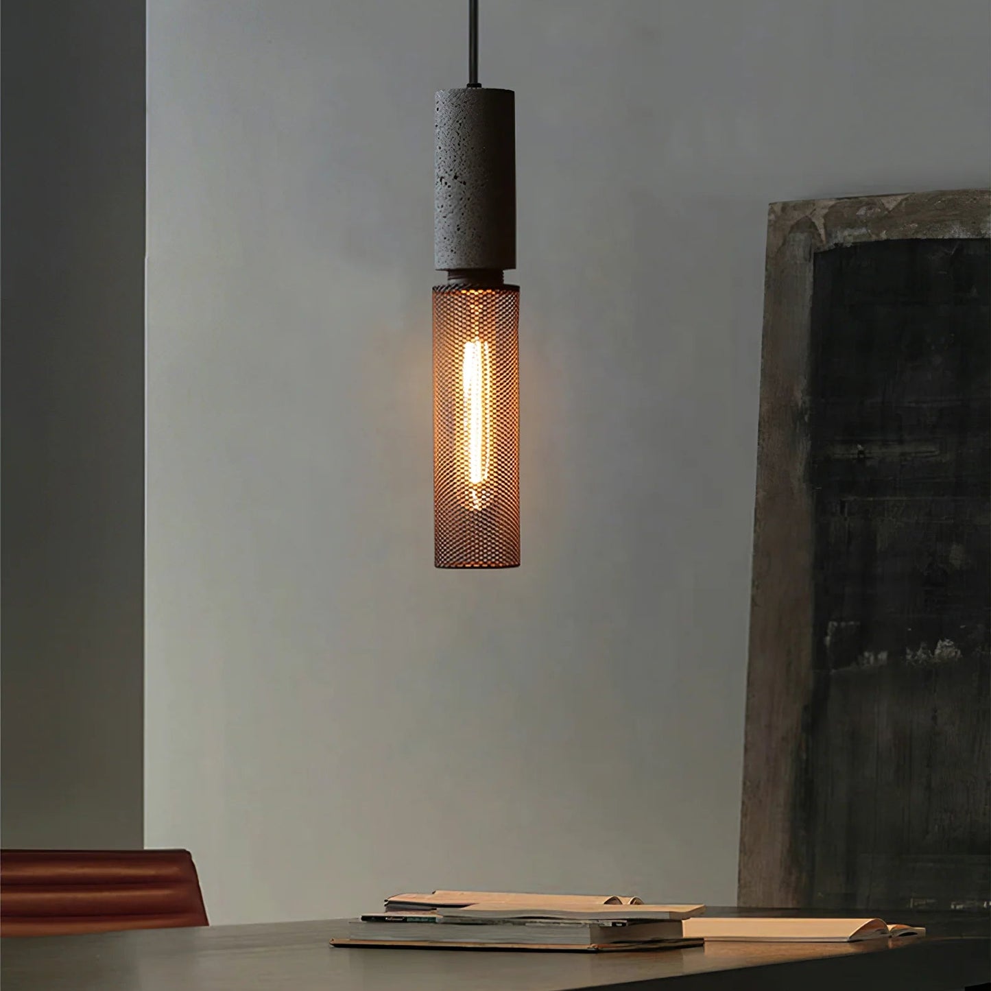 Pendant Light Concrete Cylinder in Urban Style | Lymaros