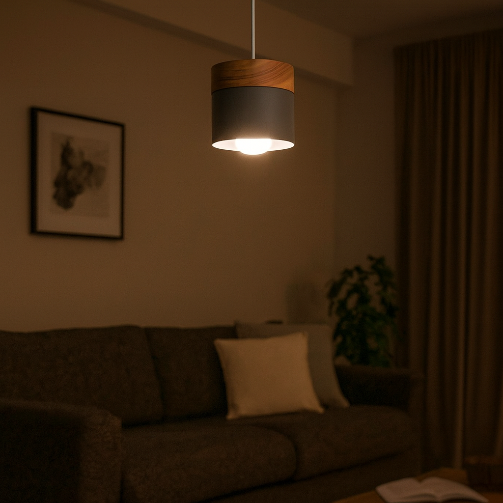Pendant Light Metal Wood Nordic Cylinder | Narella