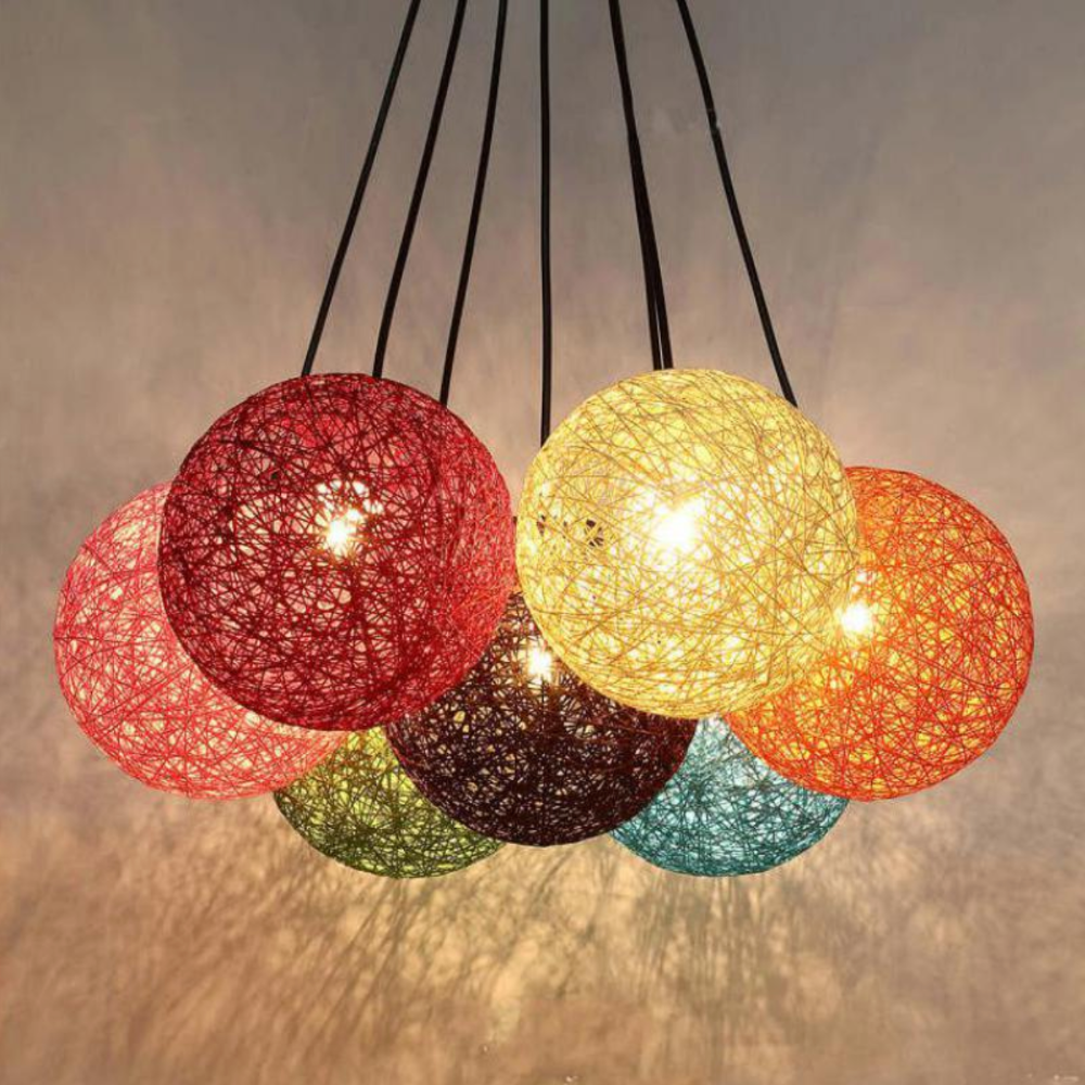 Pendant Light Paper Sphere in Nordic Wicker Style | Narvelo