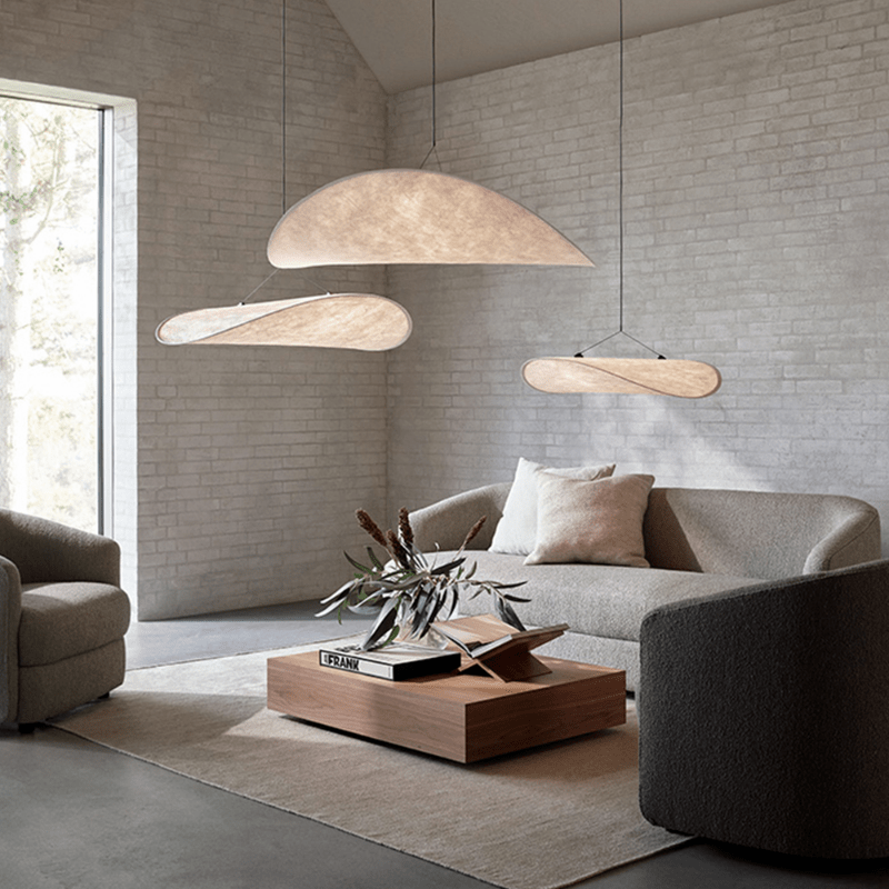 Pendant Light Silk Shade in Nordic Japandi Style | Eryvon