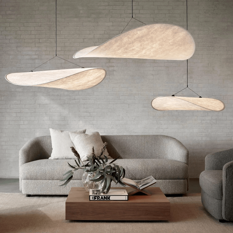 Pendant Light Silk Shade in Nordic Japandi Style | Eryvon