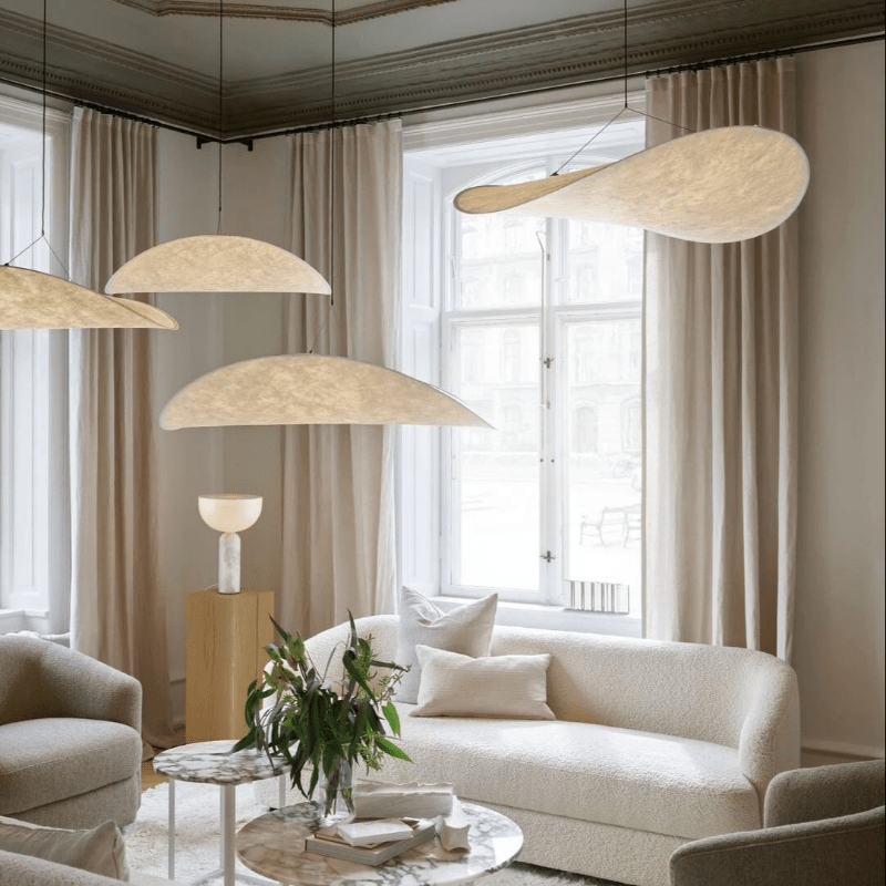 Pendant Light Silk Shade in Nordic Japandi Style | Eryvon