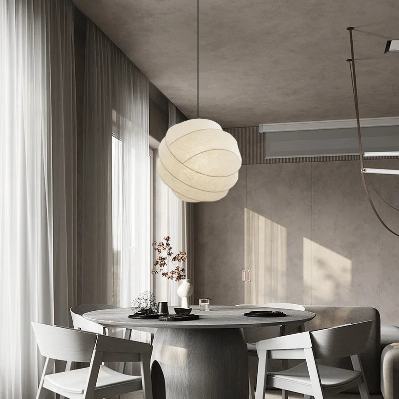 Pendant Light Silk Sphere in Wabi Sabi Style | Sabire