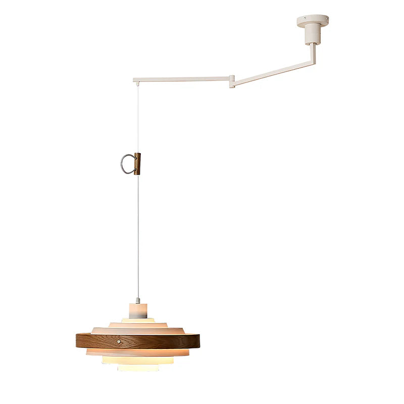 Pendant Light Swing Arm Wood Metal Industrial Style | Rancho
