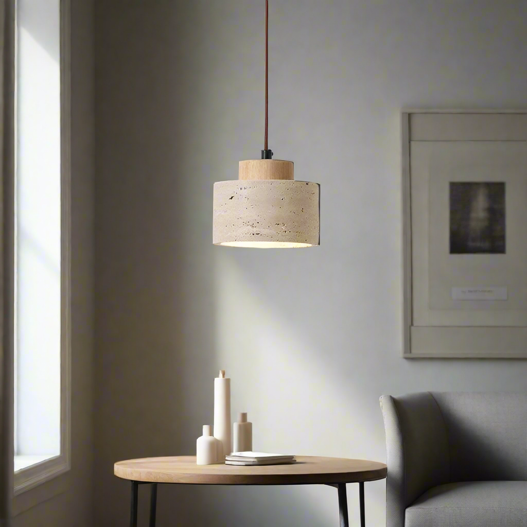 Pendant Light Travertine Shade Nordic Minimalist Style | Lemiro