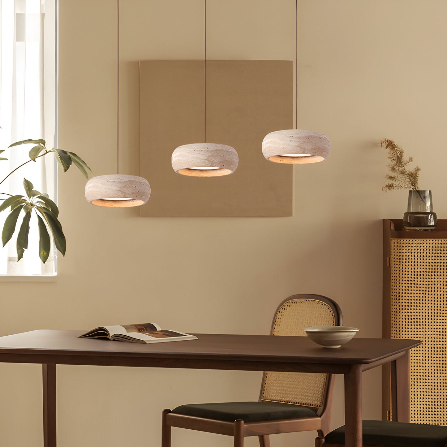 Pendant Light Travertine Stone in Wabi Sabi Style | Sorava