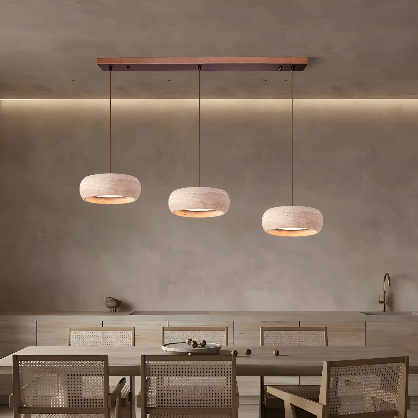 Pendant Light Travertine Stone in Wabi Sabi Style | Sorava