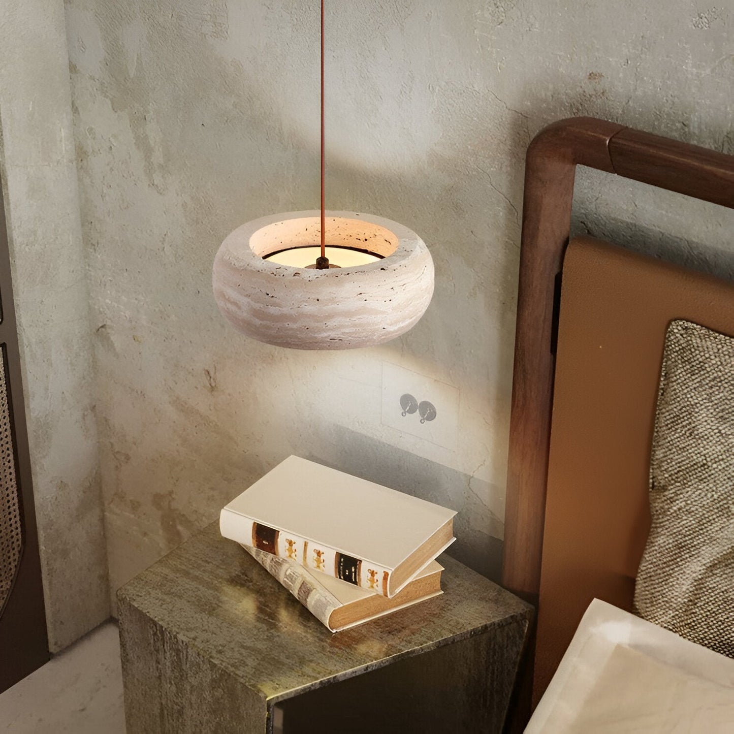 Pendant Light Travertine Stone in Wabi Sabi Style | Sorava