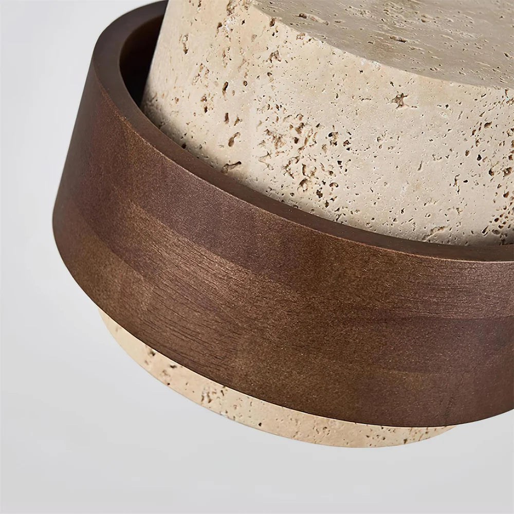 Pendant Light Travertine Stone with Walnut Detail Modern | Travere