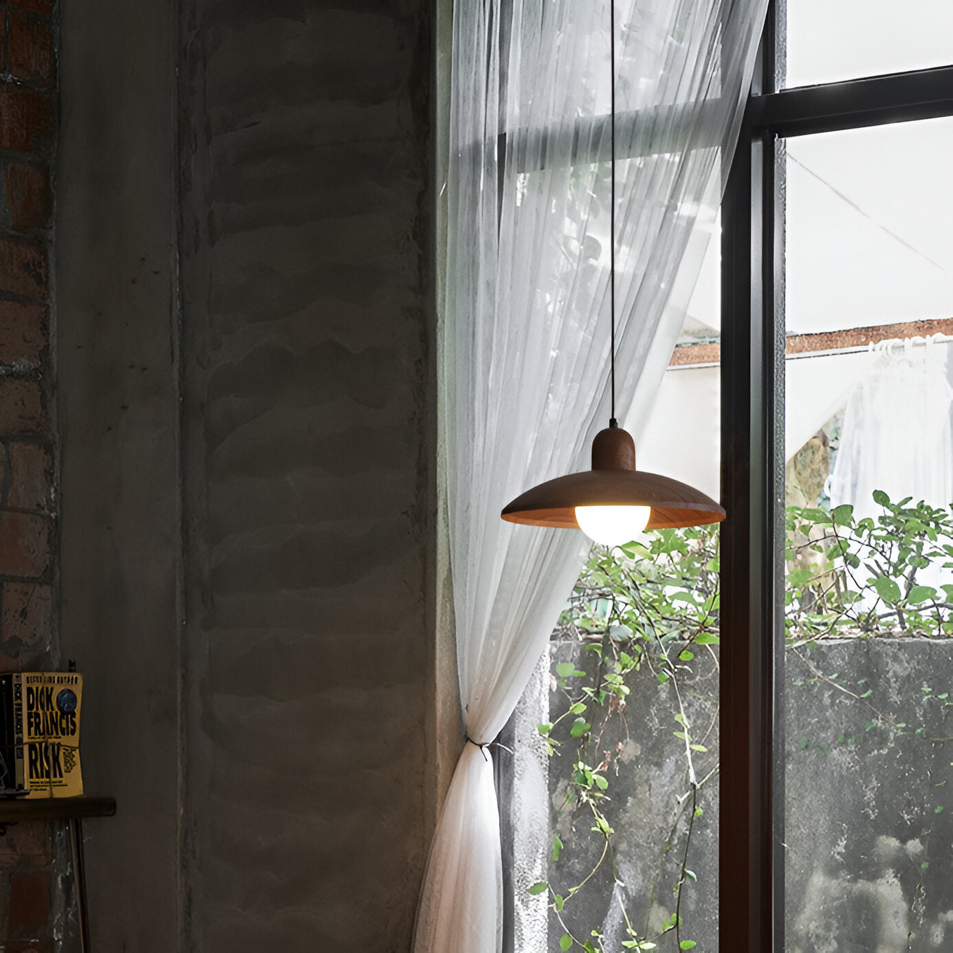 Pendant Light Walnut Finish Japanese Wabi-Sabi Style | Noraku