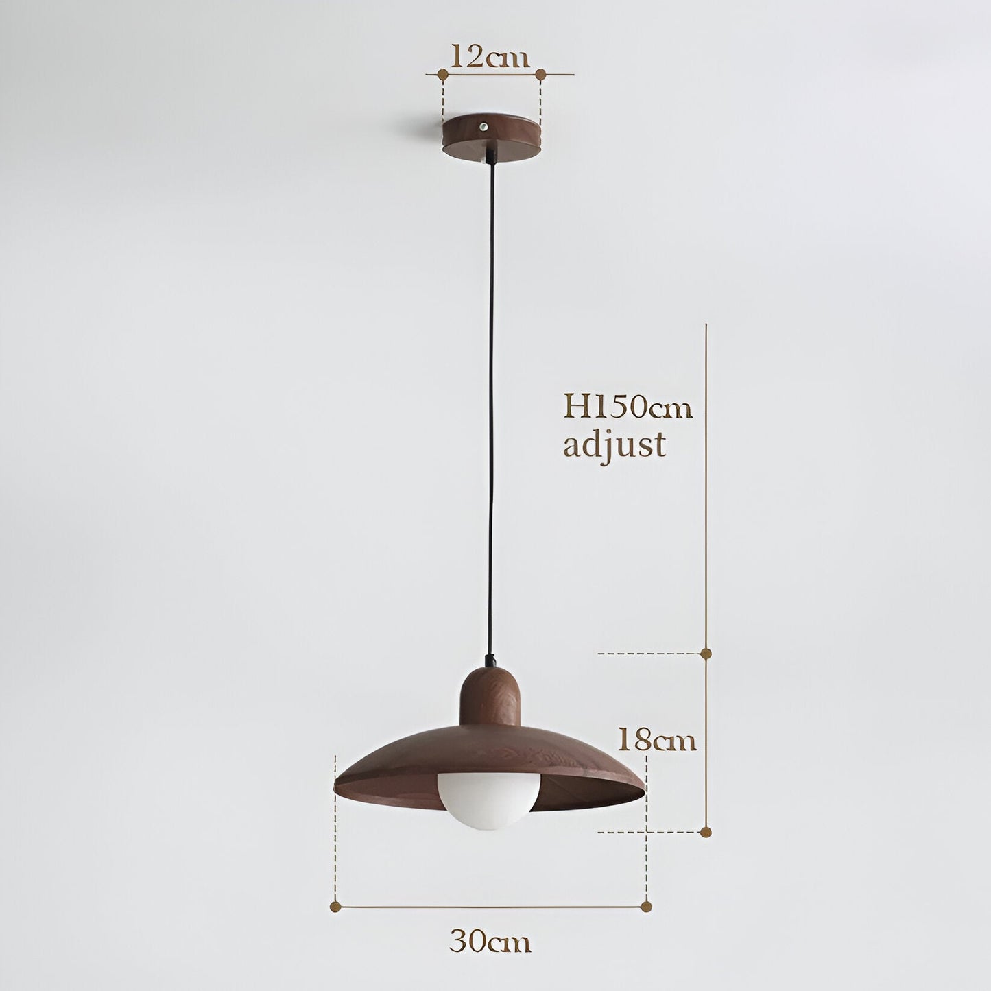 Pendant Light Walnut Finish Japanese Wabi-Sabi Style | Noraku