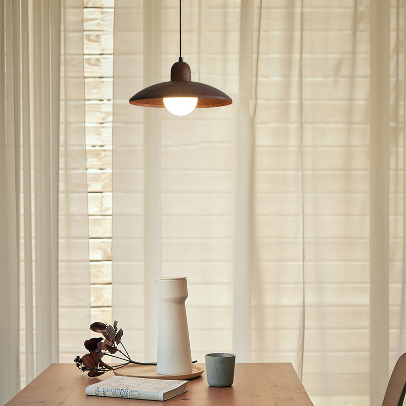 Pendant Light Walnut Finish Japanese Wabi-Sabi Style | Noraku