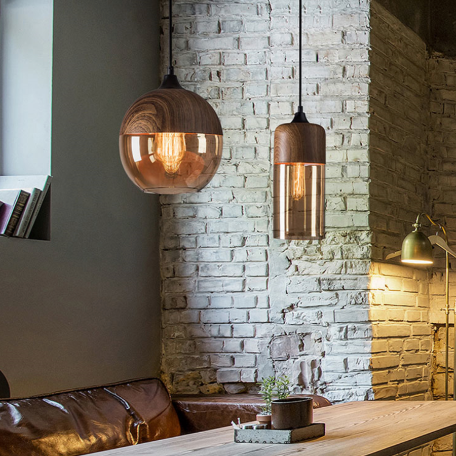 Pendant Light Wood and Glass Nordic Style | Norvemi