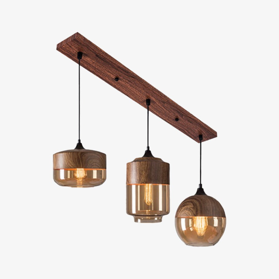 Pendant Light Wood and Glass Nordic Style | Norvemi