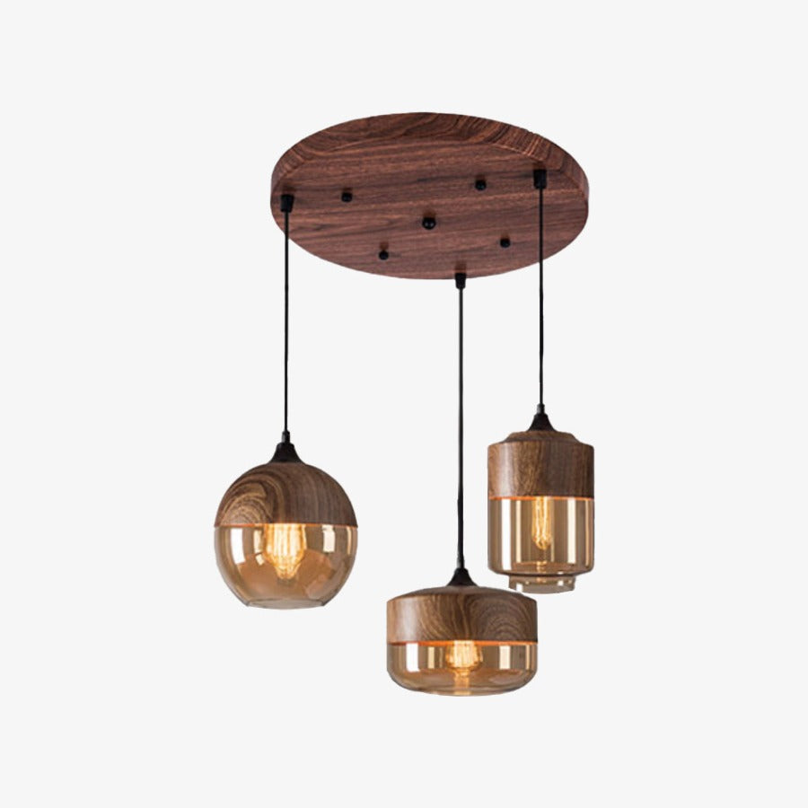 Pendant Light Wood and Glass Nordic Style | Norvemi