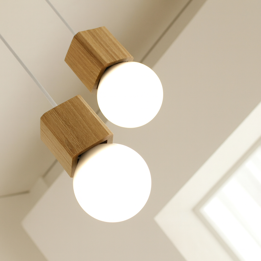 Pendant Light Wooden Cube Scandinavian Design Interior | Nortavo