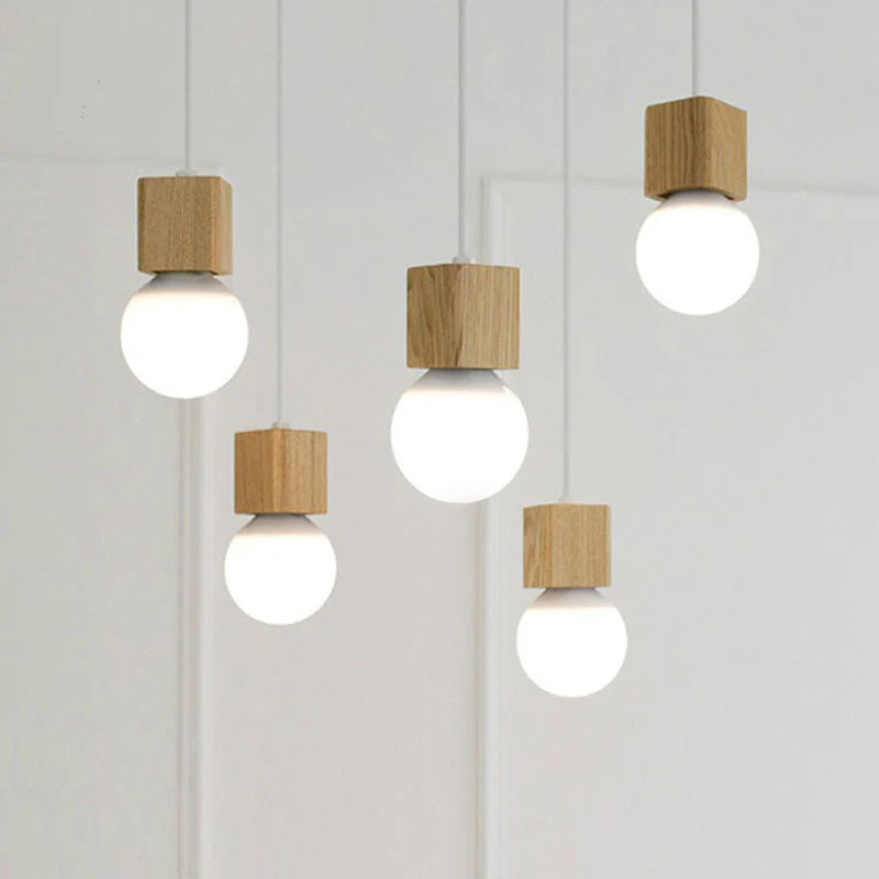 Pendant Light Wooden Cube Scandinavian Design Interior | Nortavo