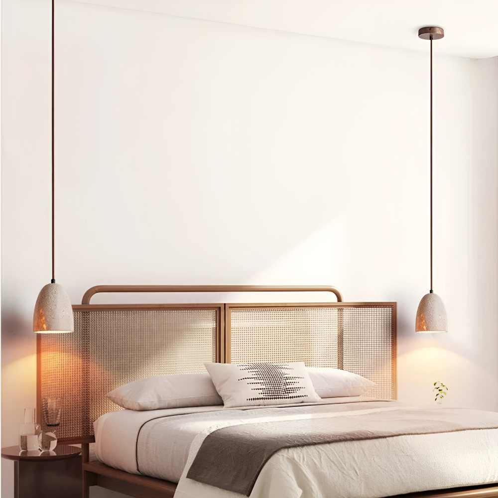 Pendant Light Yellow Travertine Retro Bell Design | Vinoro