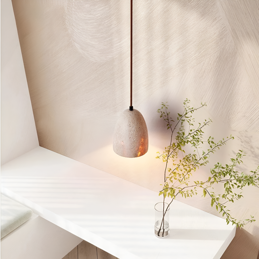 Pendant Light Yellow Travertine Retro Bell Design | Vinoro
