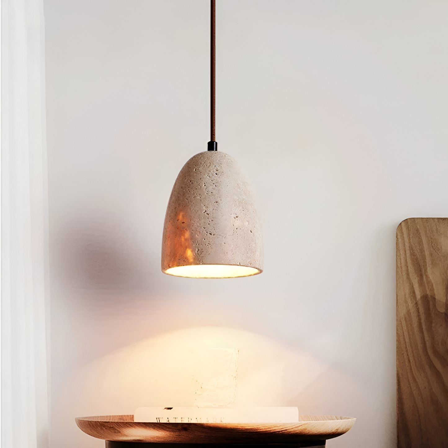 Pendant Light Yellow Travertine Retro Bell Design | Vinoro