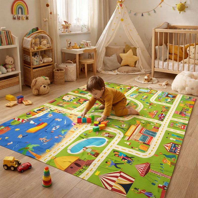 Play Mat City Traffic Rug for Kids Playroom | Trafio