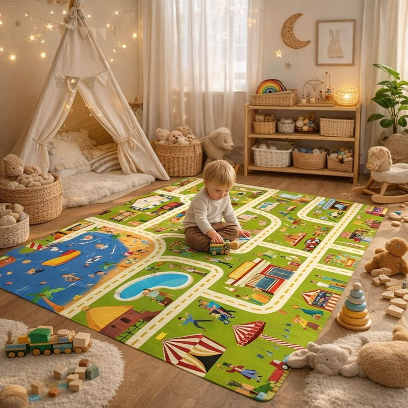 Play Mat City Traffic Rug for Kids Playroom | Trafio