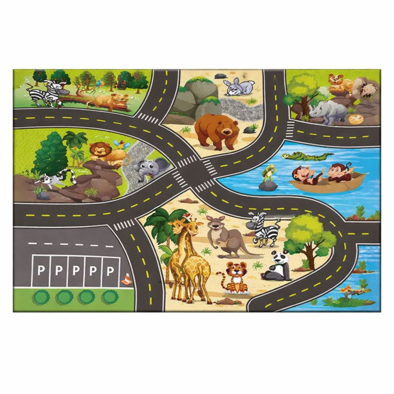 Play Mat Road Game Carpet with Animal Print | Rovinka