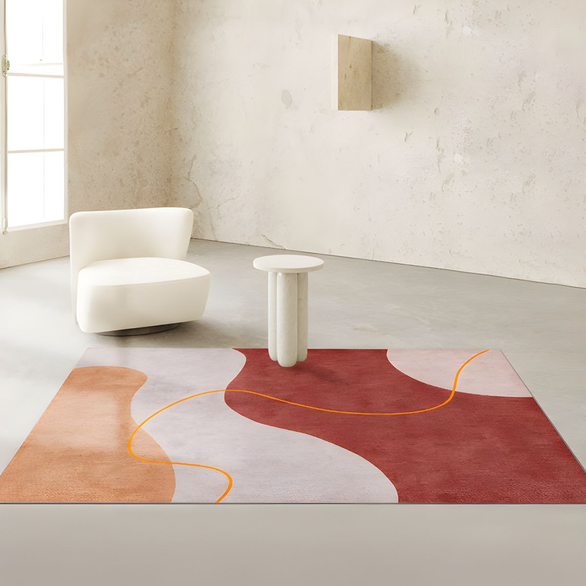 Polyester Rug with Colour Block Scandinavian Design | Auvira
