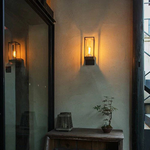 Rectangular Metal Glass Wall Light Outdoor | Silvaro