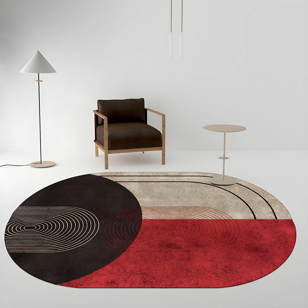 Rug Geometric Oval Scandinavian Polyester Finish | Tomira