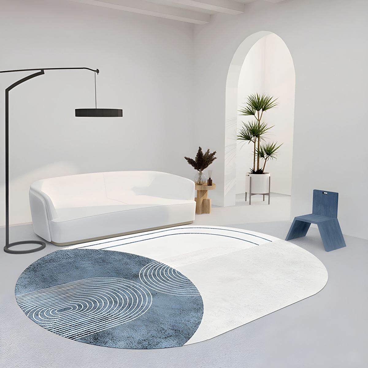 Rug Geometric Oval Scandinavian Polyester Finish | Tomira