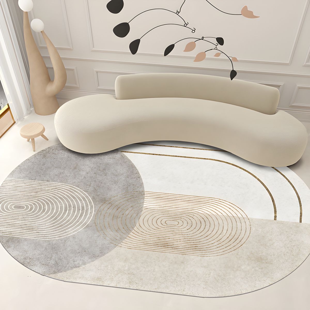 Rug Geometric Oval Scandinavian Polyester Finish | Tomira