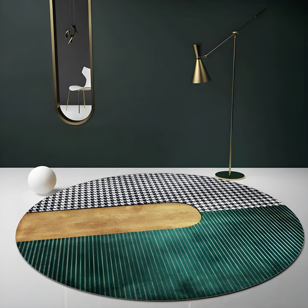 Rug Polyester Round Geometric Pattern Modern Style | Floran