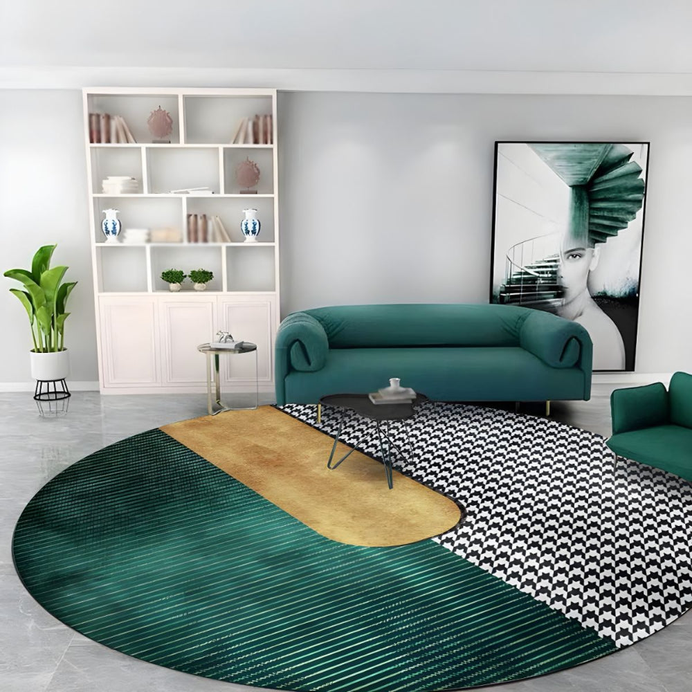 Rug Polyester Round Geometric Pattern Modern Style | Floran