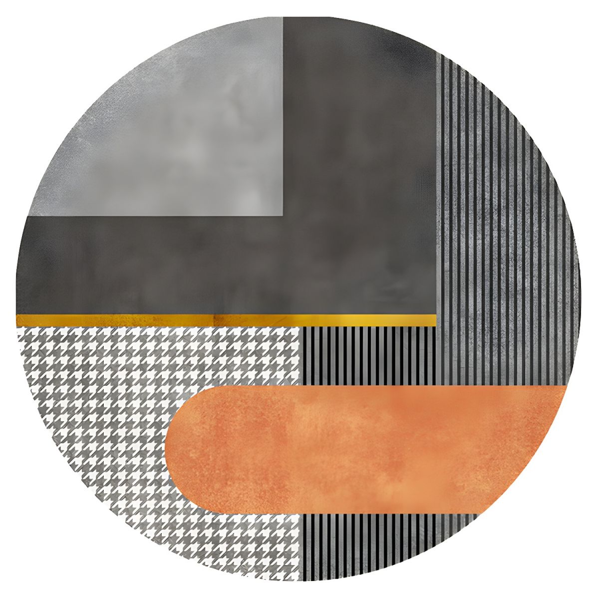 Rug Round with Geometric Pattern Contemporary Glam | Velaro