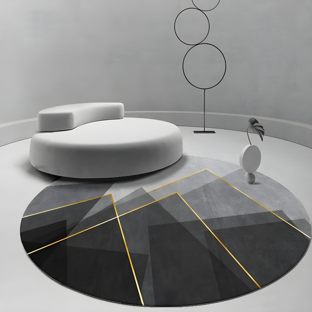 Rug Round with Patterned Surface Modern Living | Avyren