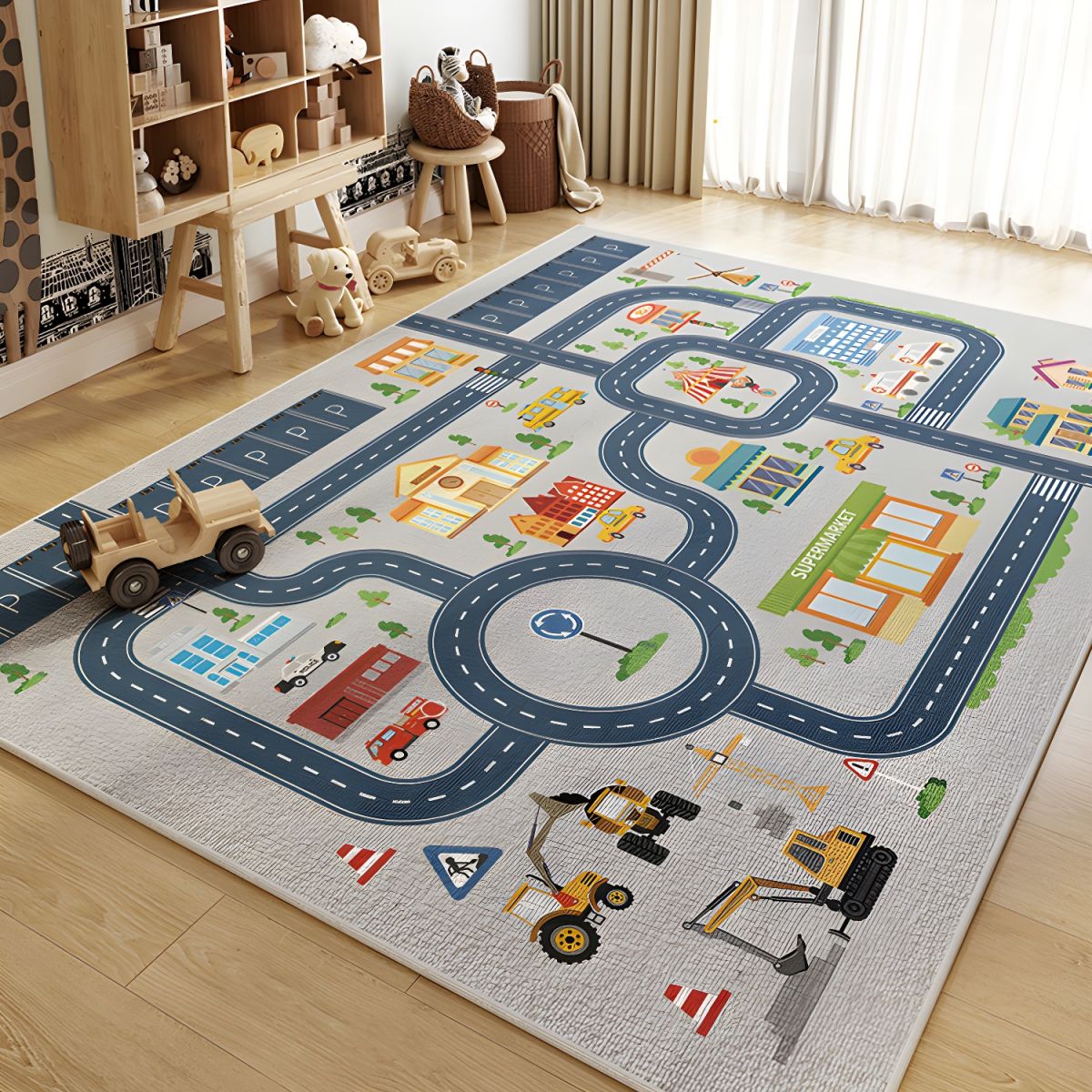 Rug with Educational Road Pattern Kids Play Mat | Montera