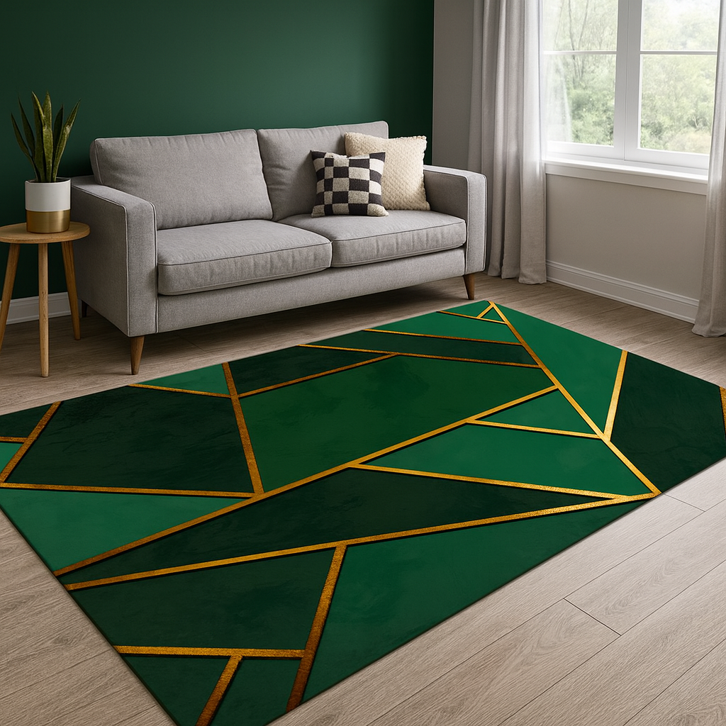 Rug with Geometric Pattern Glam Modern Style | Zeynor