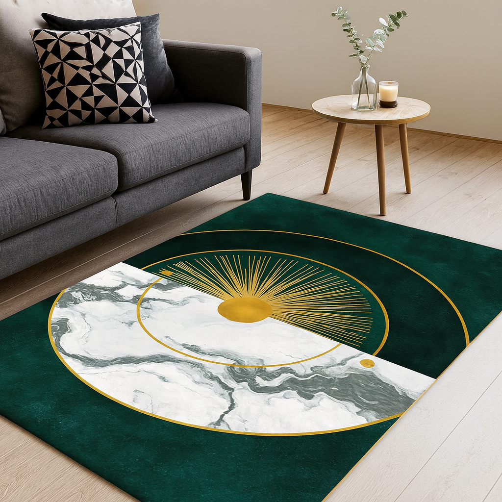 Rug with Marble Effect Glam Sunburst Design | Lunaro