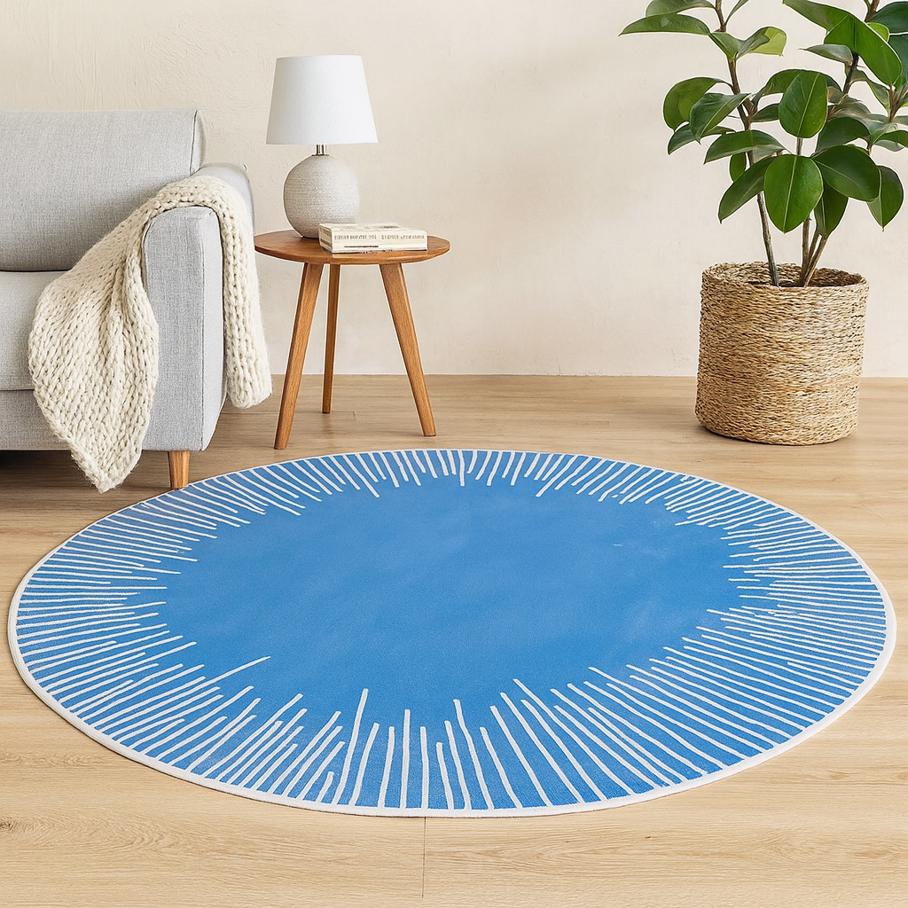 Rug with Polyester Anti-Slip Contemporary Geometric | Luvora