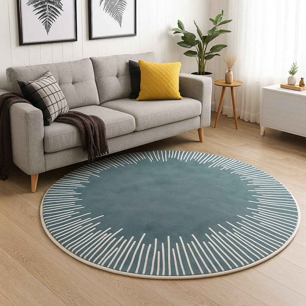 Rug with Polyester Anti-Slip Geometric Design | Calvian