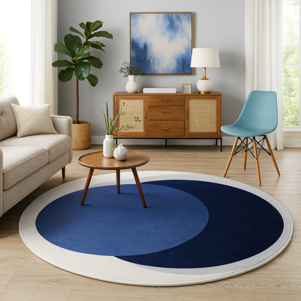 Rug with Polyester Anti-Slip Graphic Circle Style | Lumaro