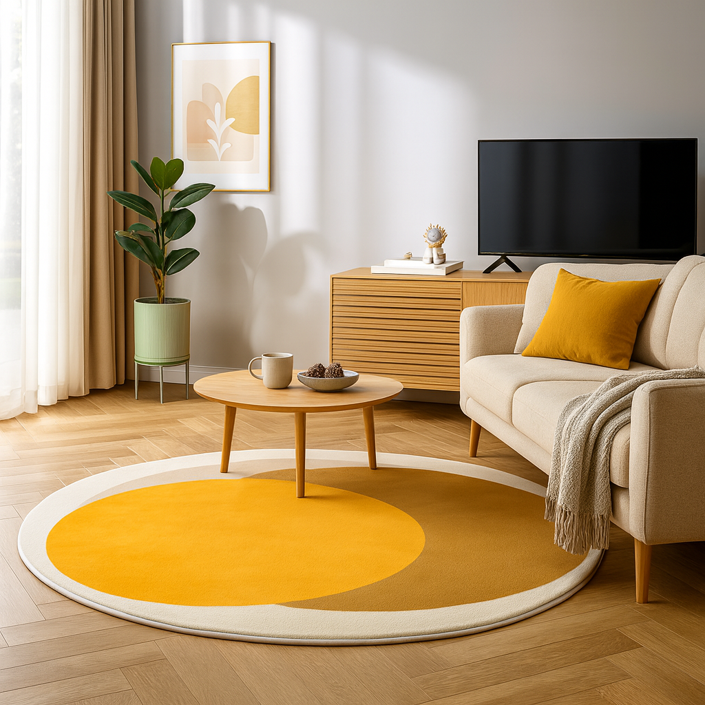 Rug with Polyester Anti-Slip Overlapping Circles | Rovena