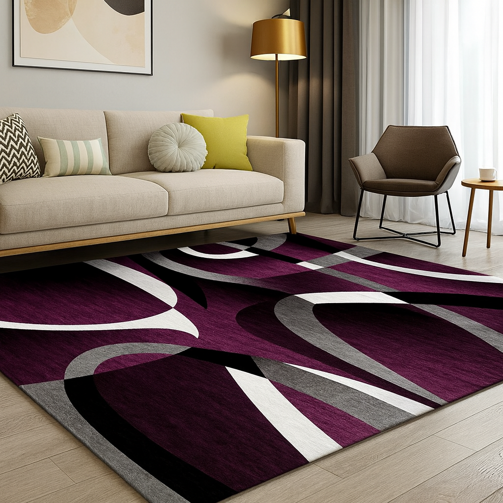 Rug with Polyester Fibre Geometric Contemporary Style | Trelix