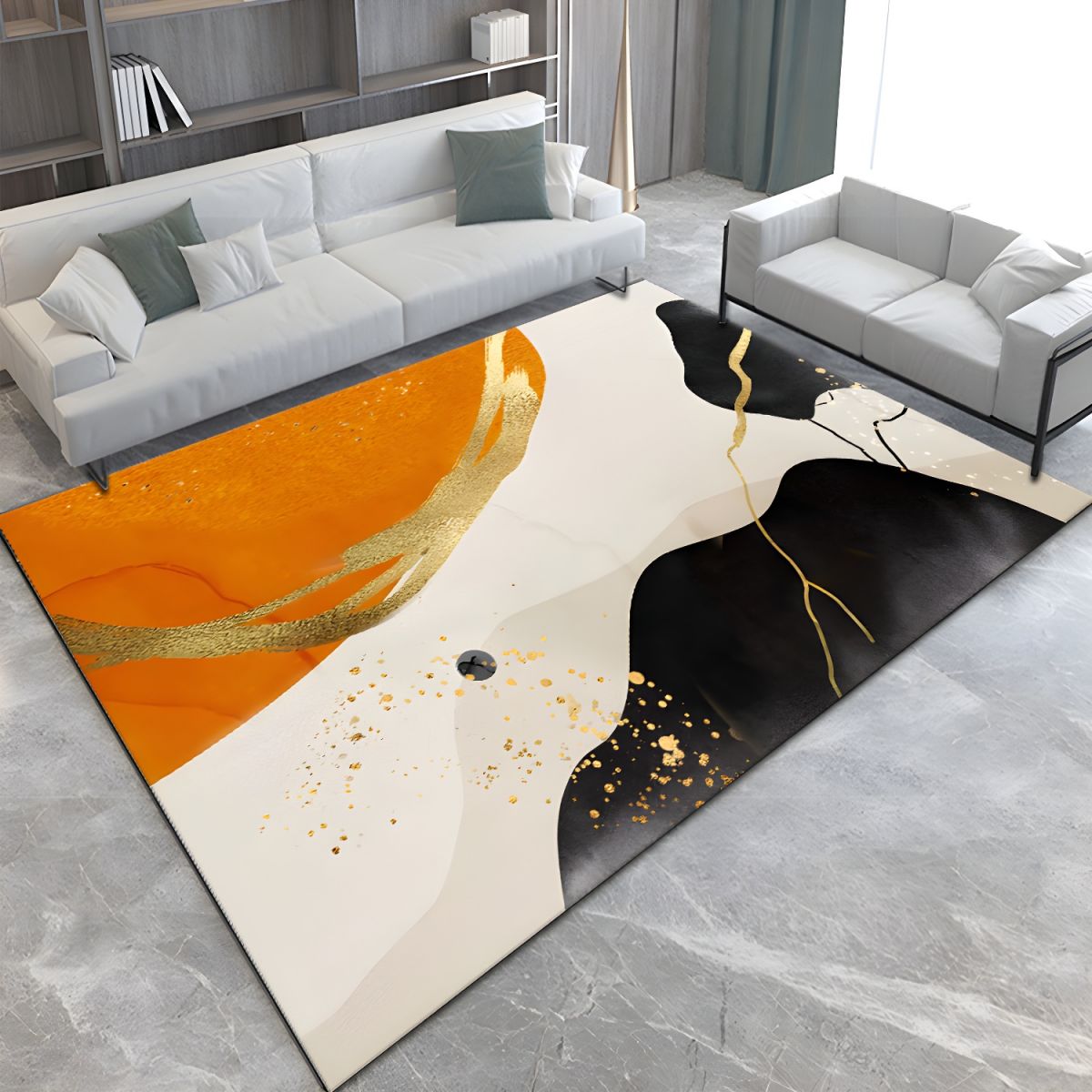 Rug with Washable Polyester Abstract Modern Interior | Tivaro
