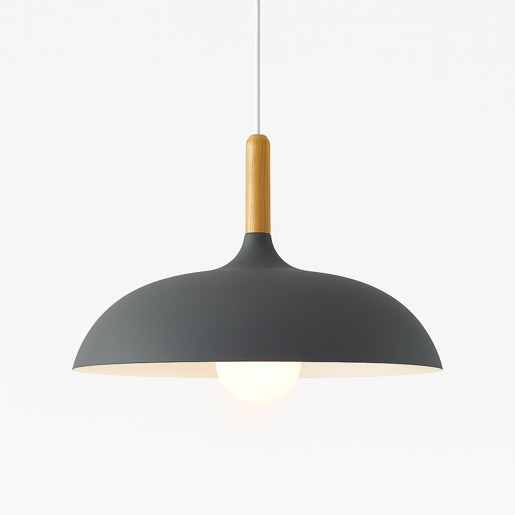 Scandinavian Pendant Light Oak Metal Minimalist Design | Eronis