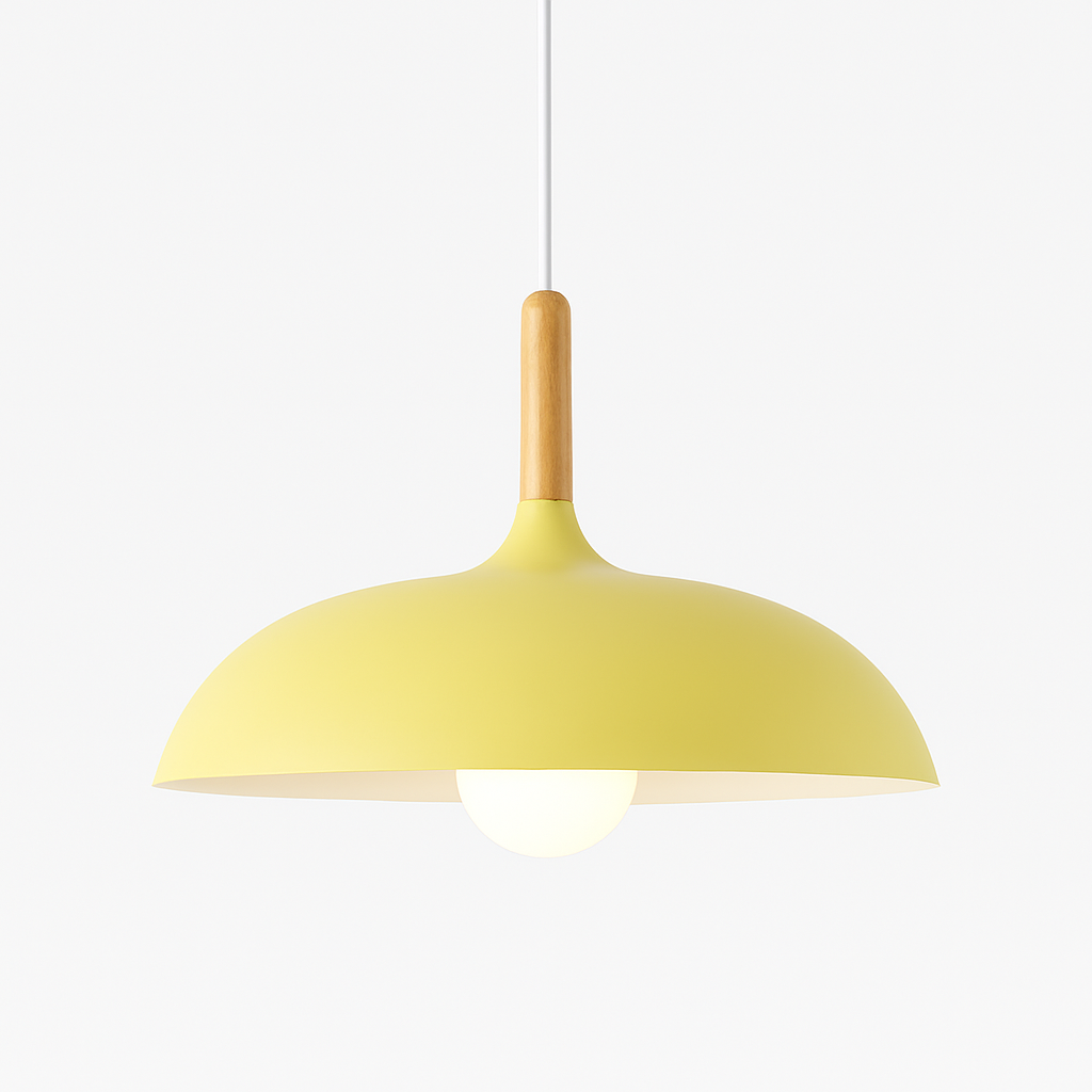 Scandinavian Pendant Light Oak Metal Minimalist Design | Eronis