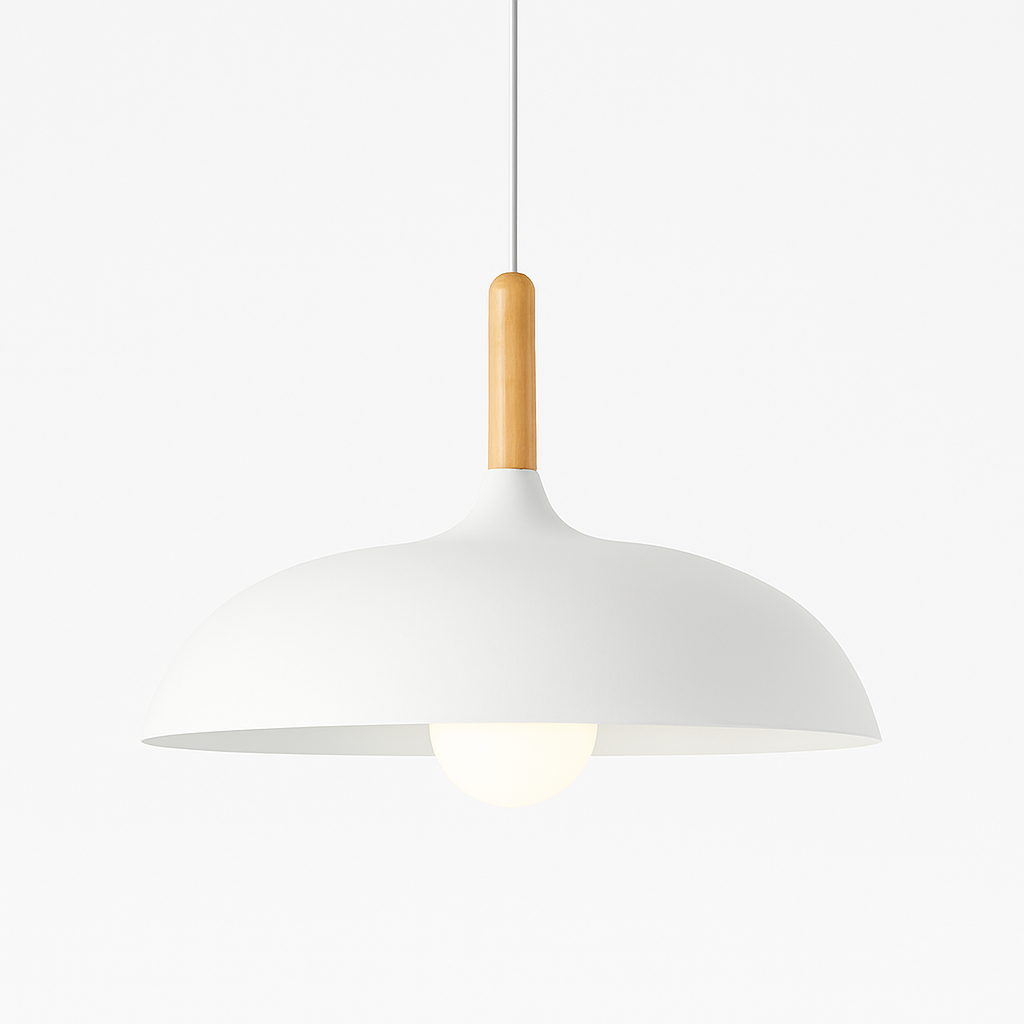 Scandinavian Pendant Light Oak Metal Minimalist Design | Eronis