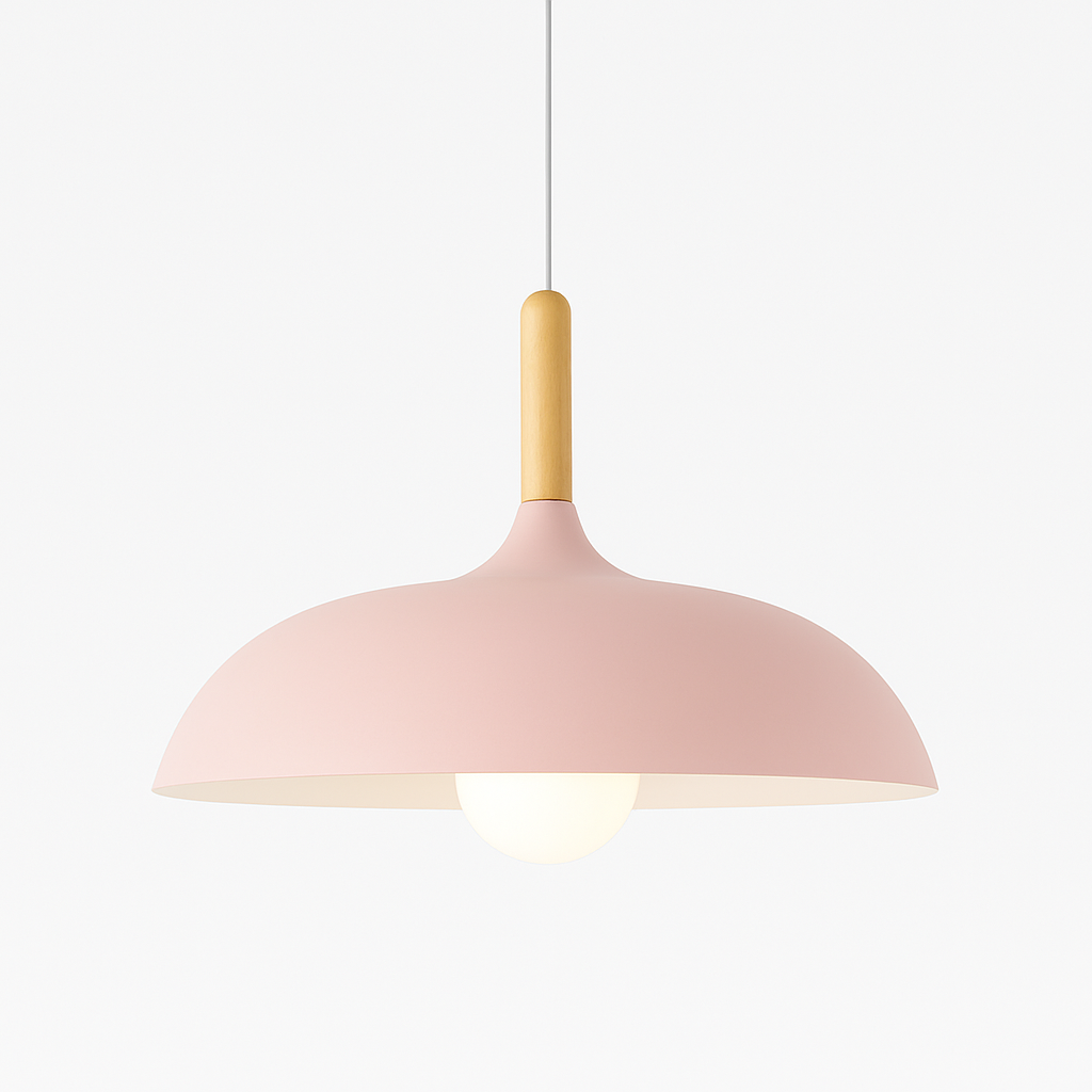 Scandinavian Pendant Light Oak Metal Minimalist Design | Eronis